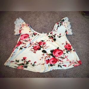 Charlotte Russe Floral Lace Sleeve Blouse